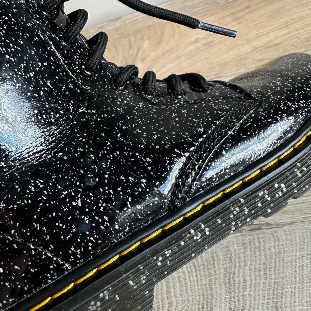Dr. Marten's 1460 Lace Up Fashion Boot Black Cosmic Glitter US 3